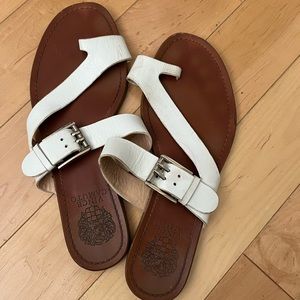White Sandal with Silver Buckle Flats Slides